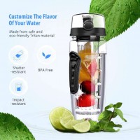 BPA Free Fruit Infuser Water Bottle with Cleaning Brush 32OZ Fruit Sport Bottle